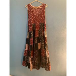 Vintage Recollections Cottage Core Patchwork Sleeveless Floral Maxi Dress Size S